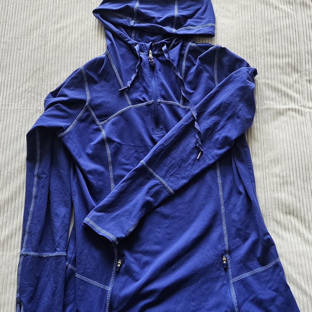 Kirkland Signature Royal Blue Hooded Pullover with Quarter Zip
